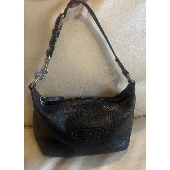 Vintage Coach BLACK Y2K LEATHERWARE EST 1941 Handbag Baguette Satchel Bag - Picture 1 of 12